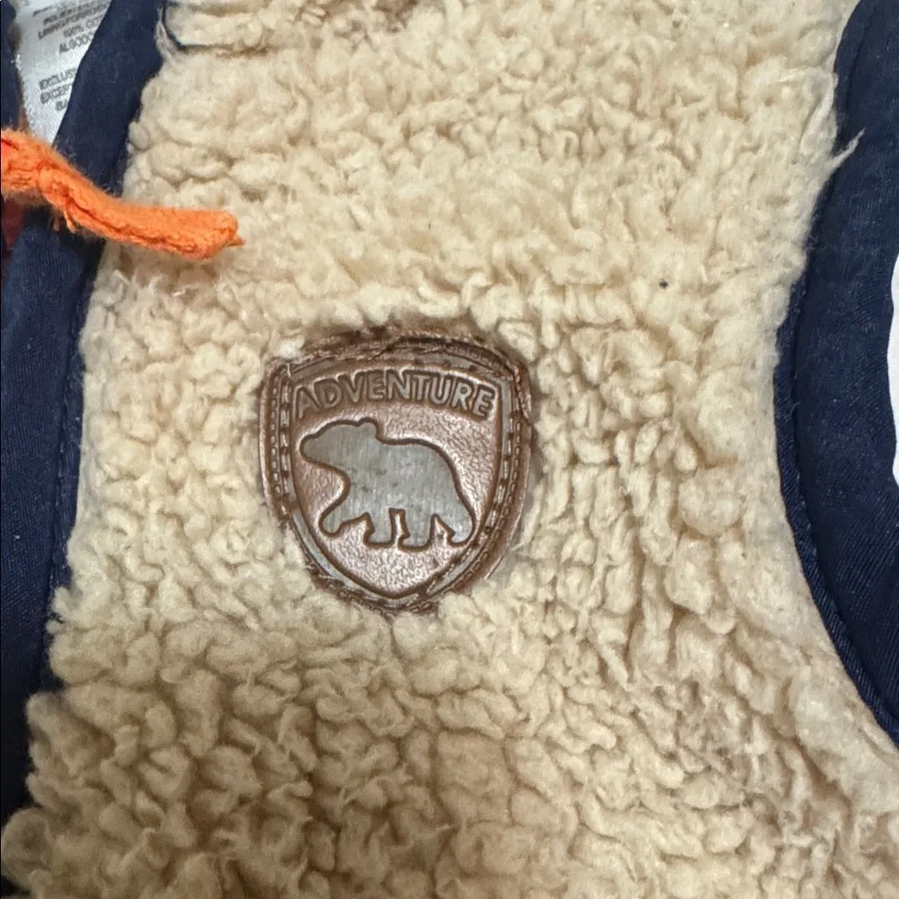 Little Me Sherpa Baby Vest Infant Sleeveless Beige Blue 18 Months Toddler Coat - Picture 2 of 5